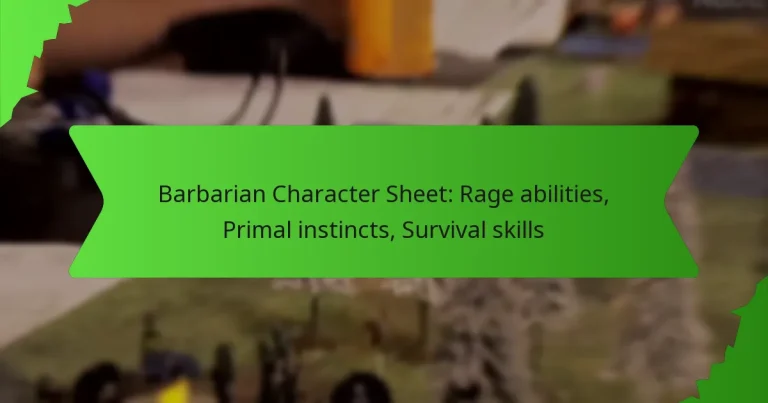 Barbarian Character Sheet: Rage abilities, Primal instincts, Survival skills