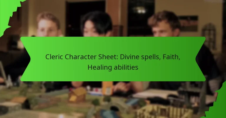 Cleric Character Sheet: Divine spells, Faith, Healing abilities