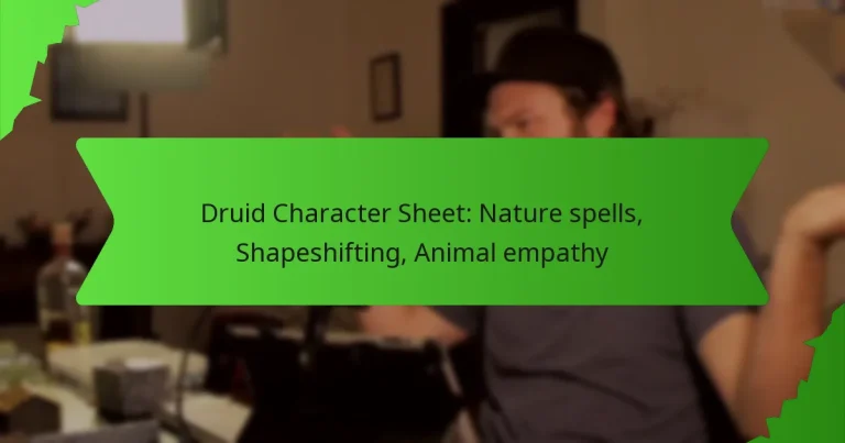 Druid Character Sheet: Nature spells, Shapeshifting, Animal empathy