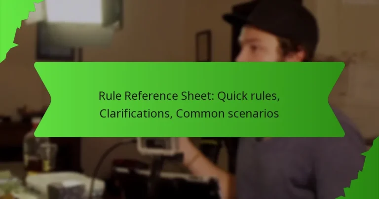 Rule Reference Sheet: Quick rules, Clarifications, Common scenarios