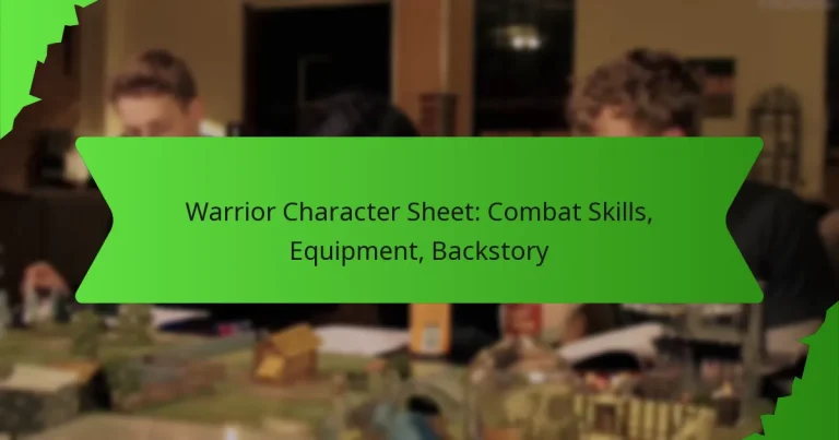 Warrior Character Sheet: Combat Skills, Equipment, Backstory