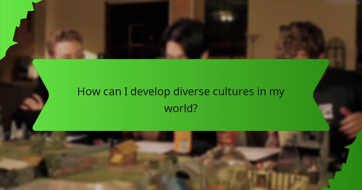 How can I develop diverse cultures in my world?
