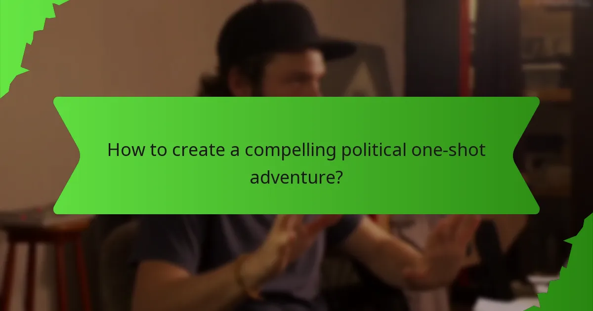 How to create a compelling political one-shot adventure?