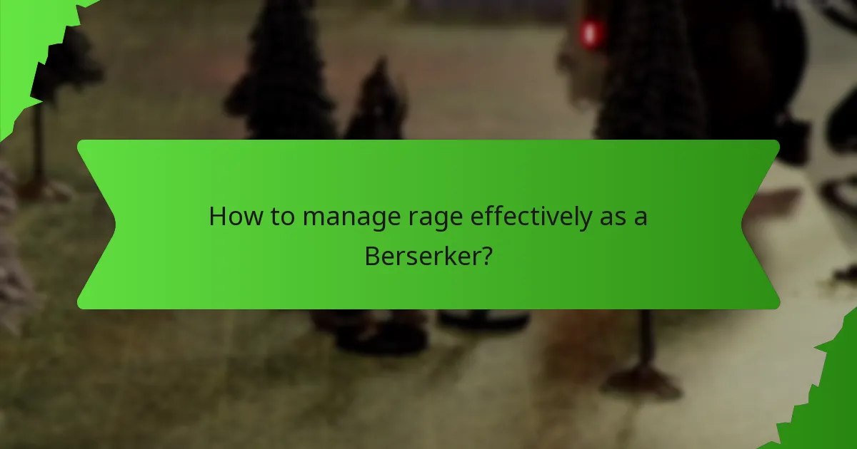 How to manage rage effectively as a Berserker?